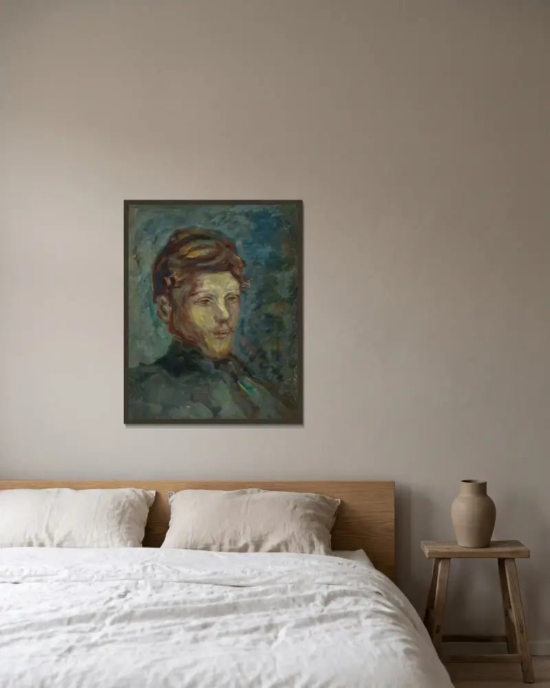 Huvud av ung skäggig man av Pierre Bonnard inramad på en vägg