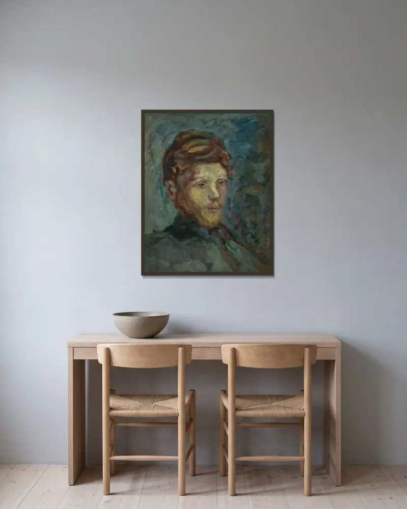 Huvud av ung skäggig man av Pierre Bonnard inramad på en vägg