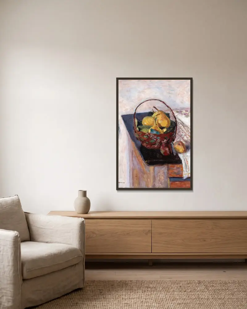 Fruktkorgen av Pierre Bonnard inramad på en vägg
