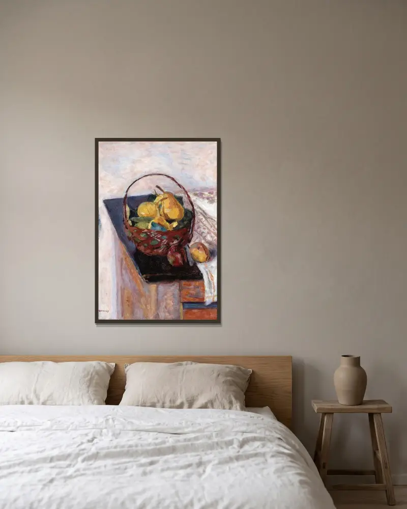 Fruktkorgen av Pierre Bonnard inramad på en vägg