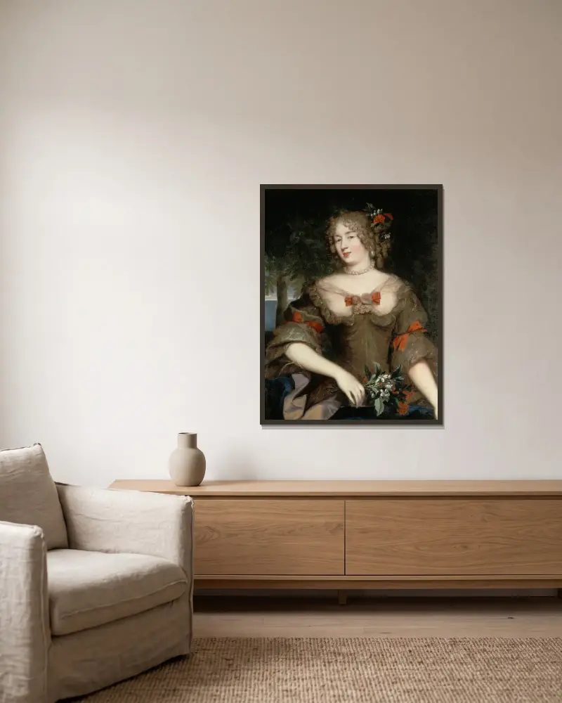 Françoise-Marguerite de Sévigné, grevinna de Grignan (1648–1705) av Pierre Mignard inramad på en vägg