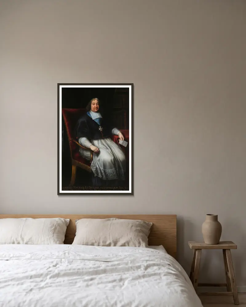 Monseigneur Charles-Maurice Le Tellier av Pierre Mignard inramad på en vägg