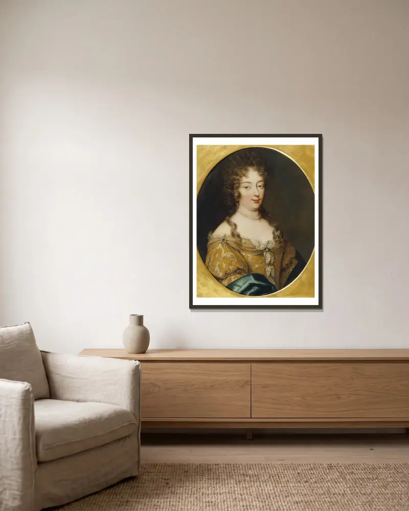 Olympia Mancini (1639–1708) av Pierre Mignard inramad på en vägg