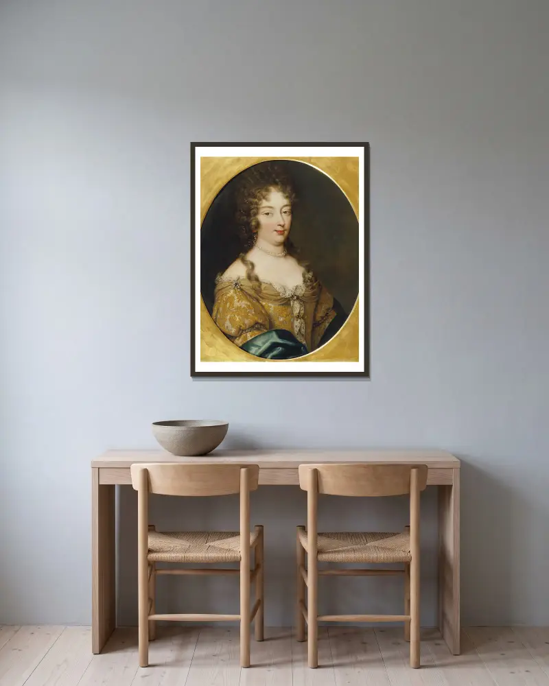 Olympia Mancini (1639–1708) av Pierre Mignard inramad på en vägg
