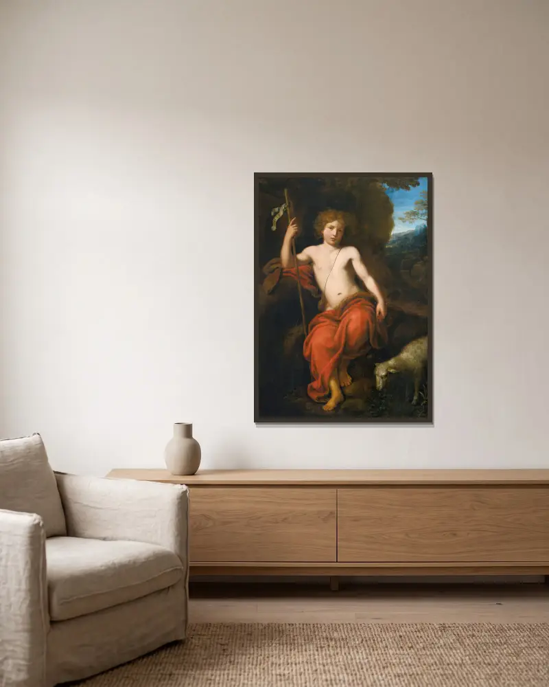 Johannes der Täufer von Pierre Mignard gerahmt an einer Wand