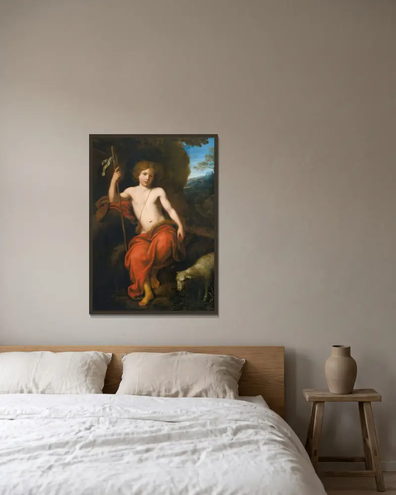 Johannes der Täufer von Pierre Mignard gerahmt an einer Wand