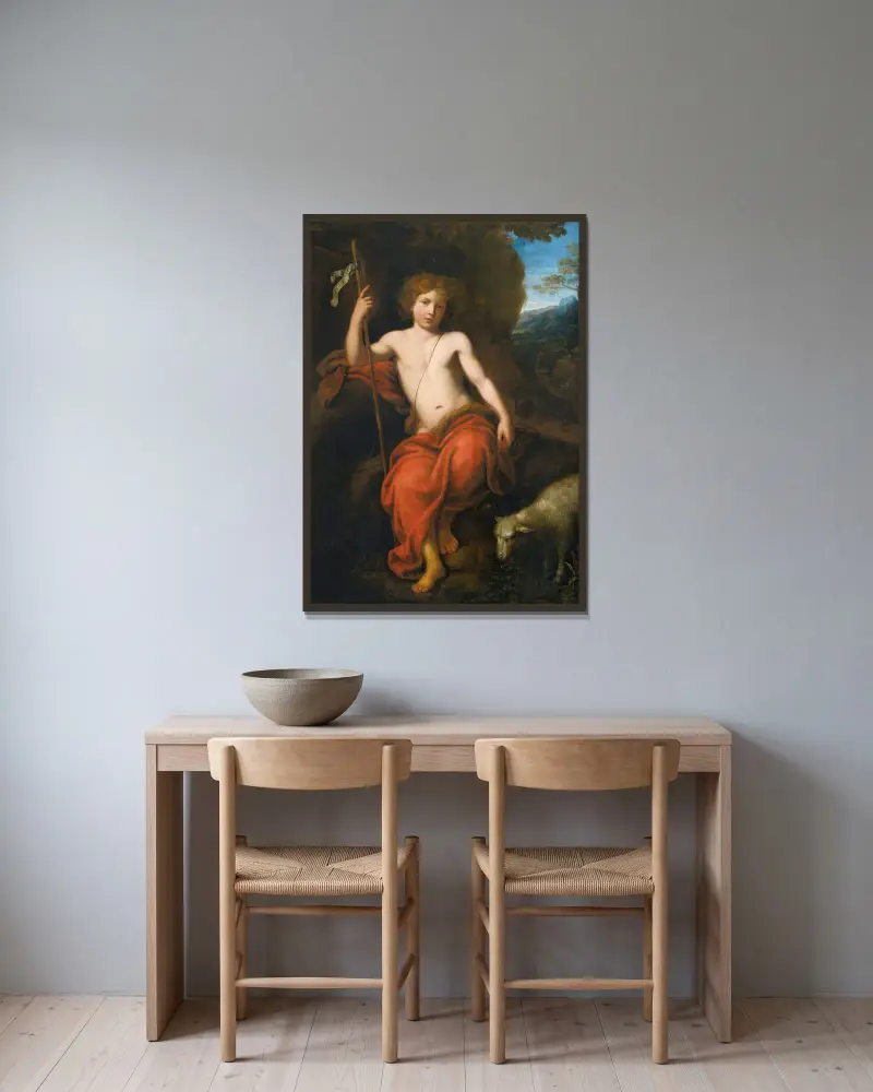 Johannes der Täufer von Pierre Mignard gerahmt an einer Wand