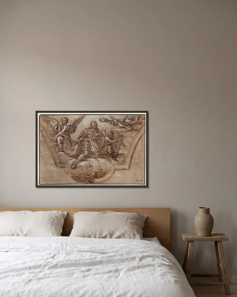 Entwurf für eine Deckenverzierung – Nr. 2 von Pierre Mignard gerahmt an einer Wand