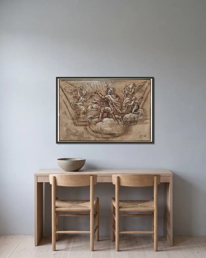 Entwurf für eine Decken dekoration – Nr. 1 von Pierre Mignard gerahmt an einer Wand