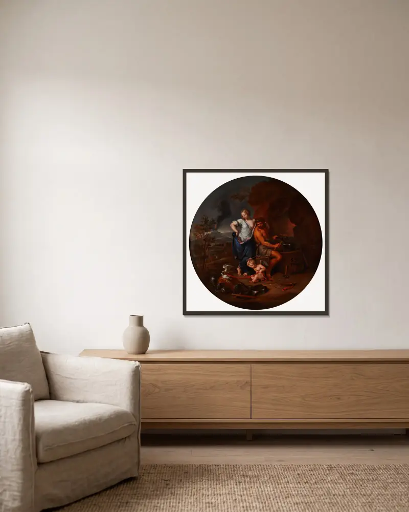 Venus und Vulkanus von Pierre Mignard gerahmt an einer Wand