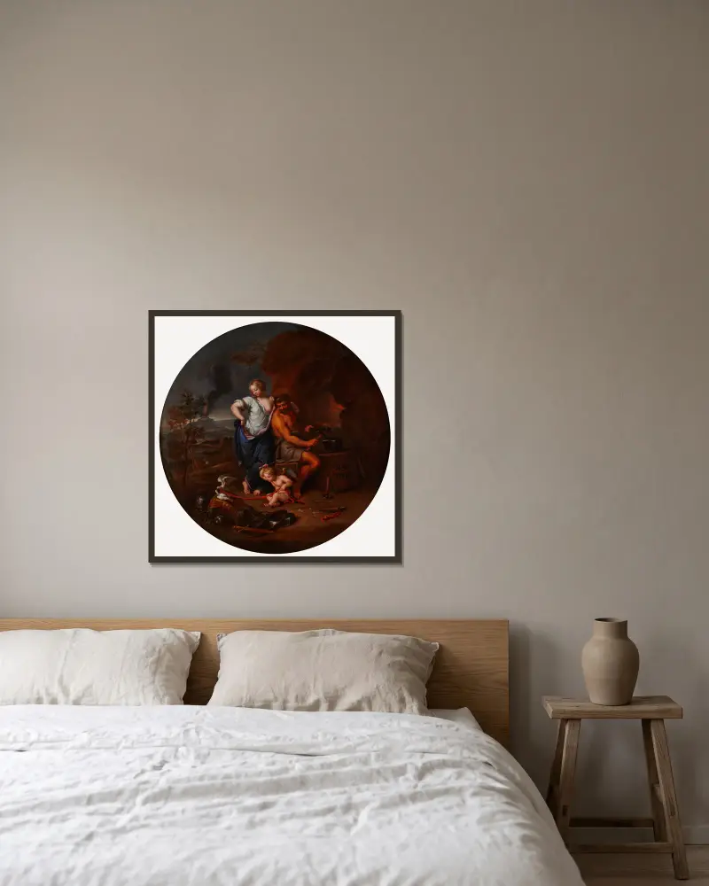 Venus und Vulkanus von Pierre Mignard gerahmt an einer Wand