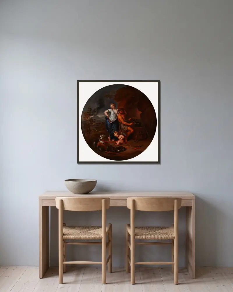Venus und Vulkanus von Pierre Mignard gerahmt an einer Wand