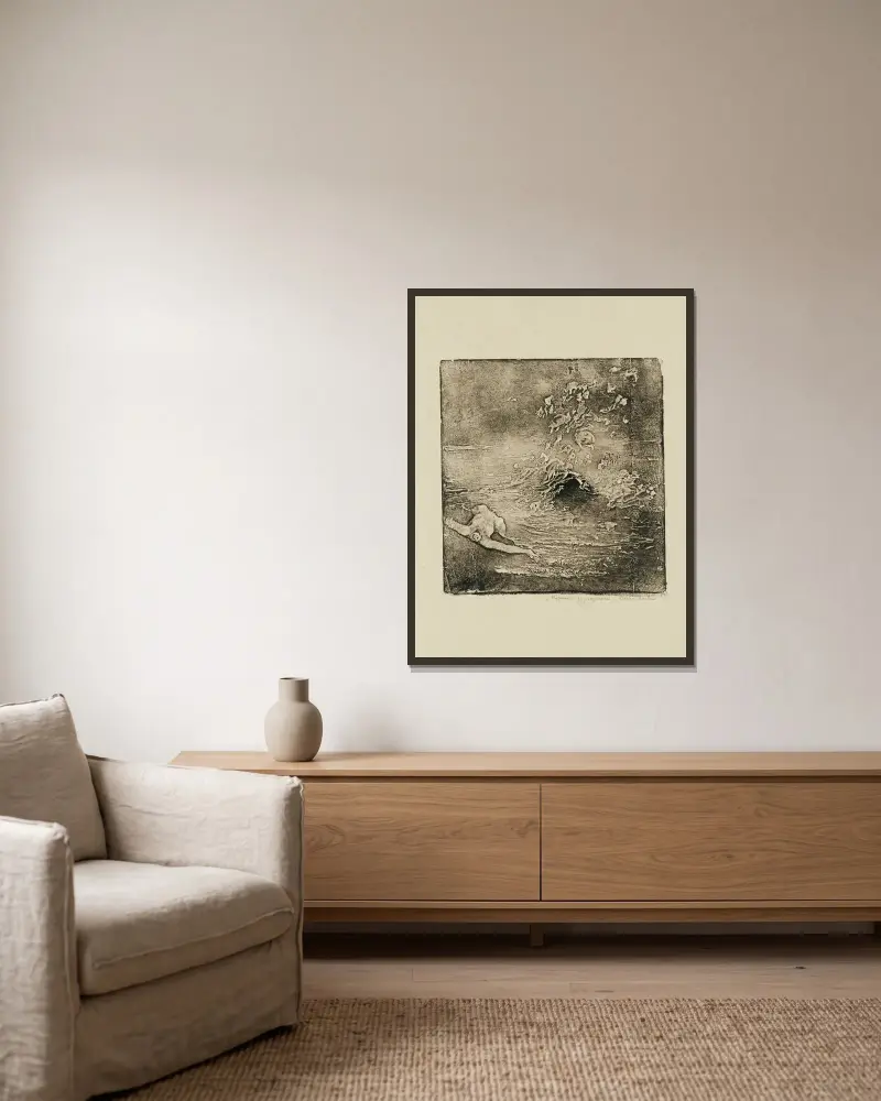 Das Wrack von Pierre Roche gerahmt an einer Wand