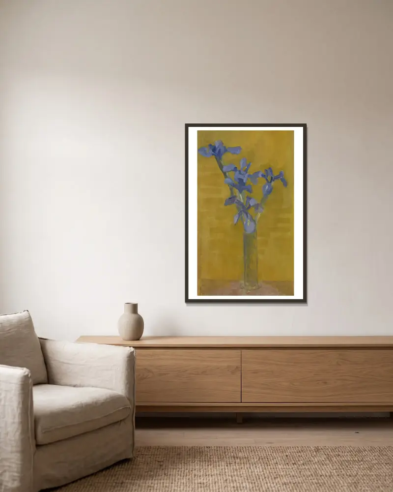 Iris von Piet Mondrian gerahmt an einer Wand