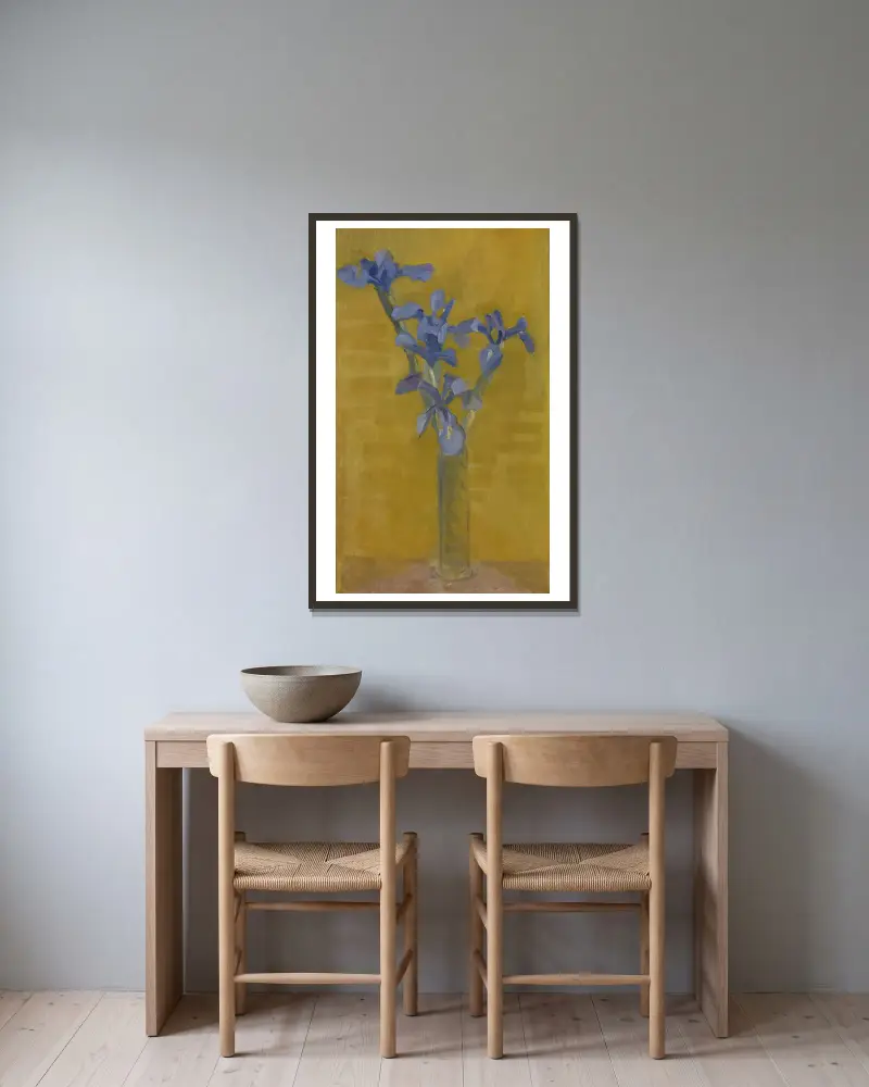 Iris von Piet Mondrian gerahmt an einer Wand