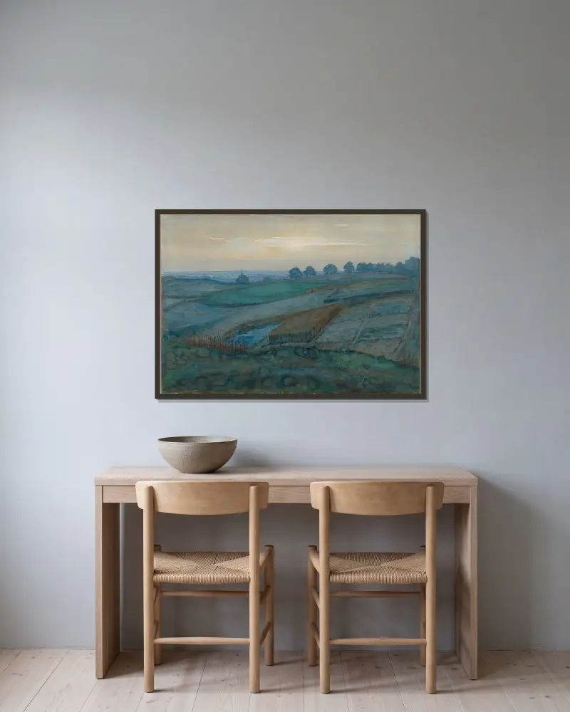 Landscape near Arnhem av Piet Mondrian inramad på en vägg