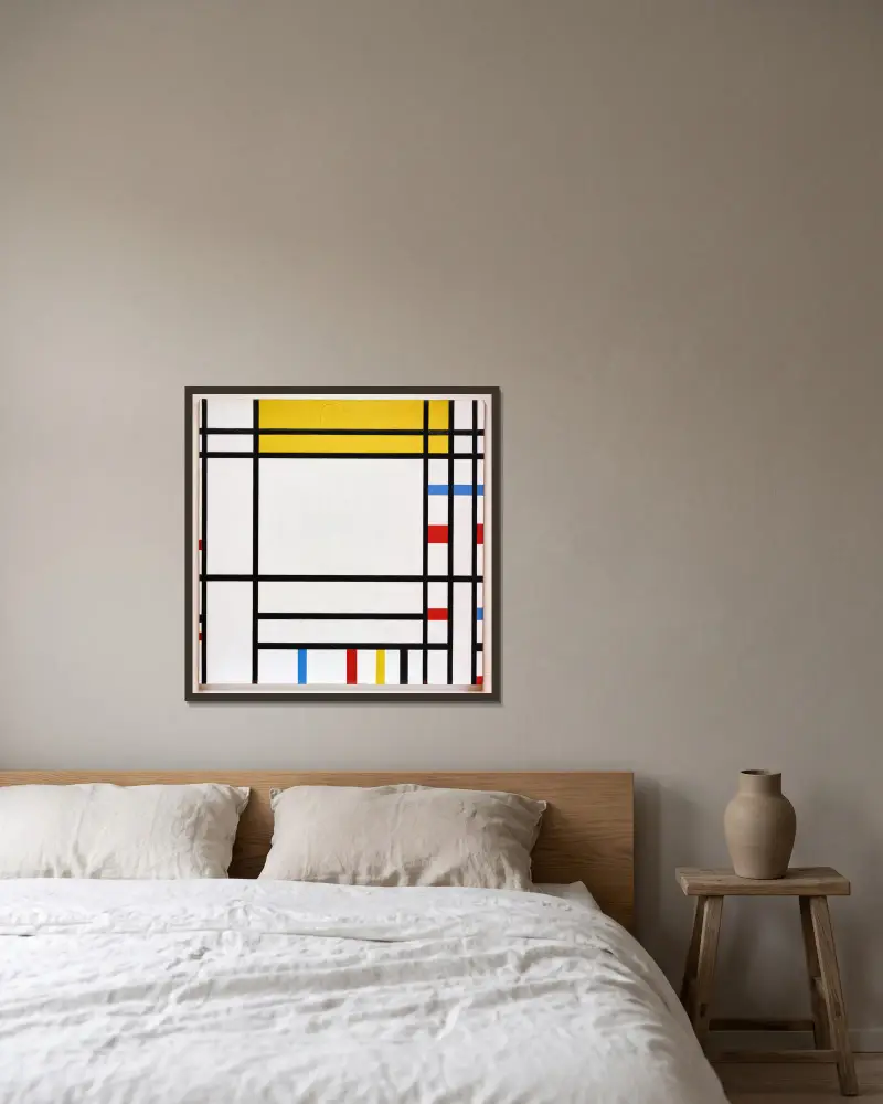 Place de la Concorde av Piet Mondrian inramad på en vägg