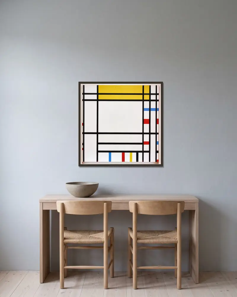 Place de la Concorde av Piet Mondrian inramad på en vägg