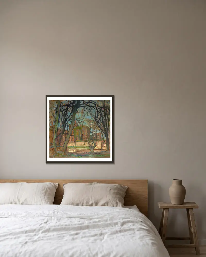 Spring Sun (Lentezon); Castle Ruin; Brederode av Piet Mondrian inramad på en vägg