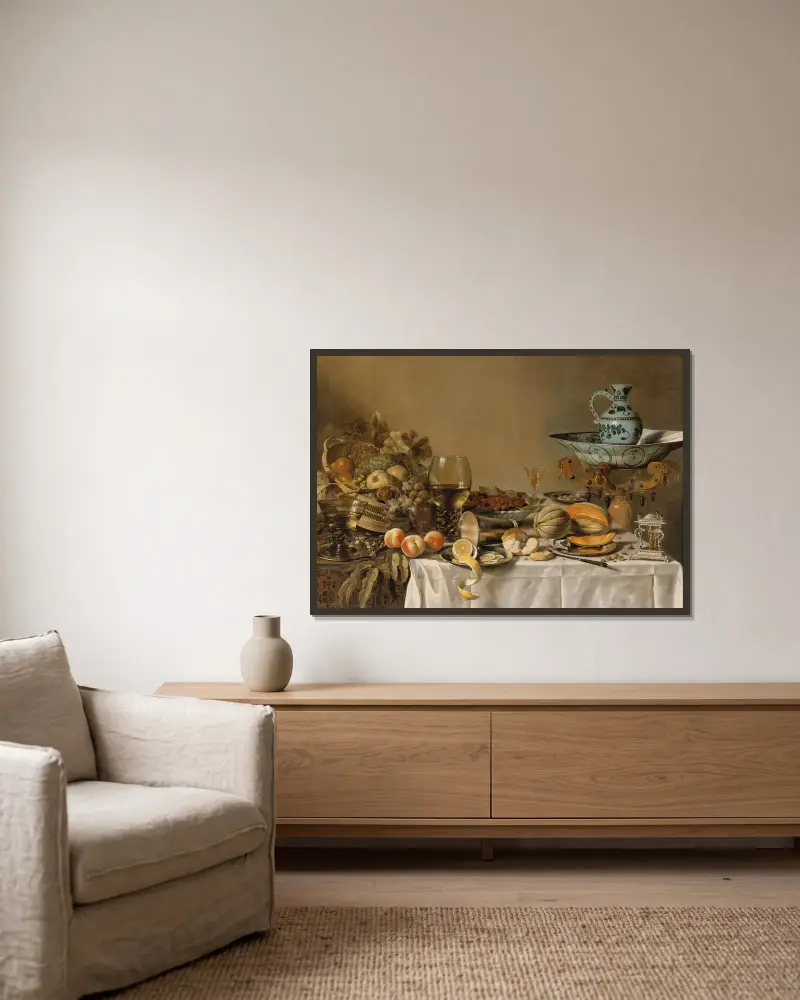 Still Life, 1640 av Pieter Claesz inramad på en vägg