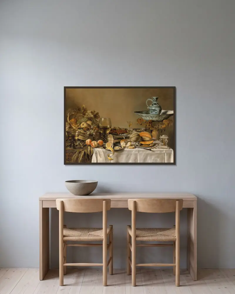 Still Life, 1640 av Pieter Claesz inramad på en vägg