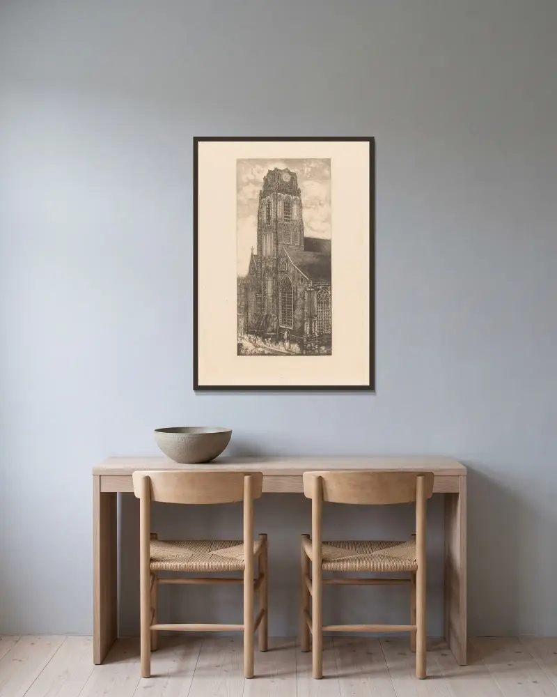 Grote of Sint-Laurenskerk in Rotterdam von Pieter Dupont gerahmt an einer Wand