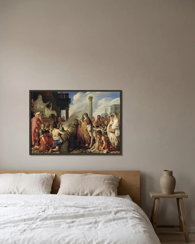 Dido’s Sacrifice to Juno av Pieter Lastman inramad på en vägg
