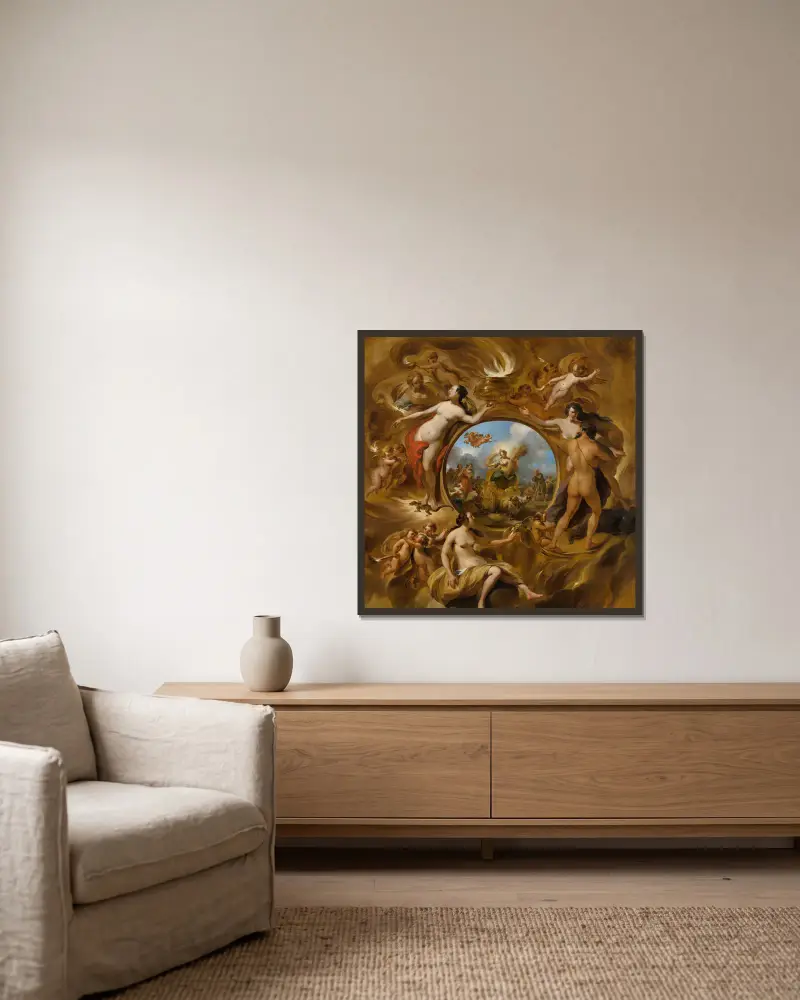 Allegorie des Sommers von Nicolaes Pietersz. Berchem gerahmt an einer Wand