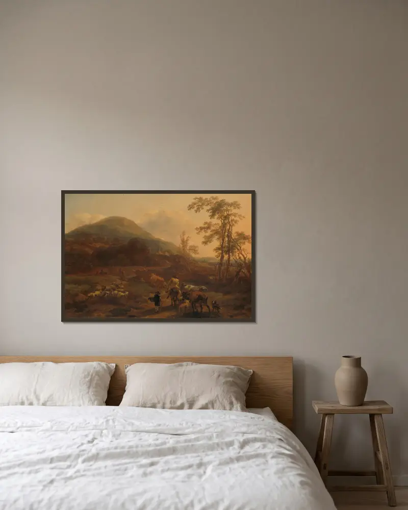 Trzy stada, Nicolaes Pietersz. Berchem w ramie na ścianie
