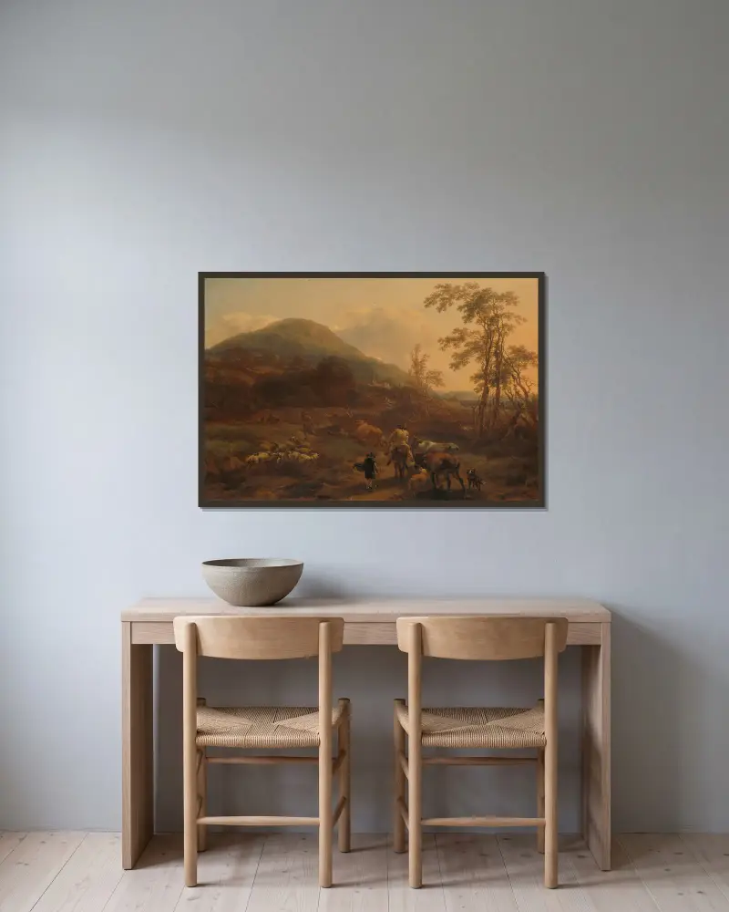 Trzy stada, Nicolaes Pietersz. Berchem w ramie na ścianie