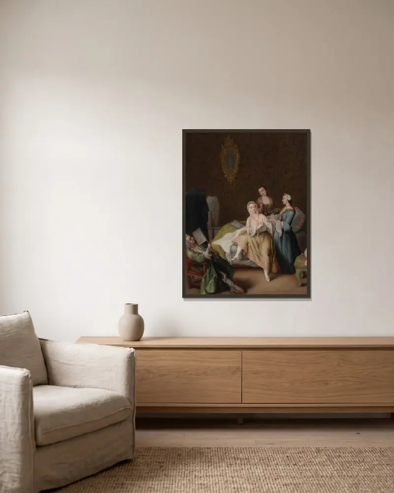 Probuzení dámy, Pietro Longhi v rámu na stěně