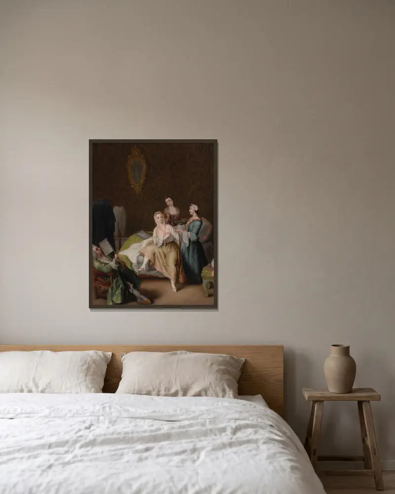 Probuzení dámy, Pietro Longhi v rámu na stěně