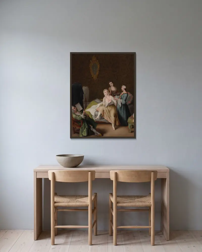 Probuzení dámy, Pietro Longhi v rámu na stěně