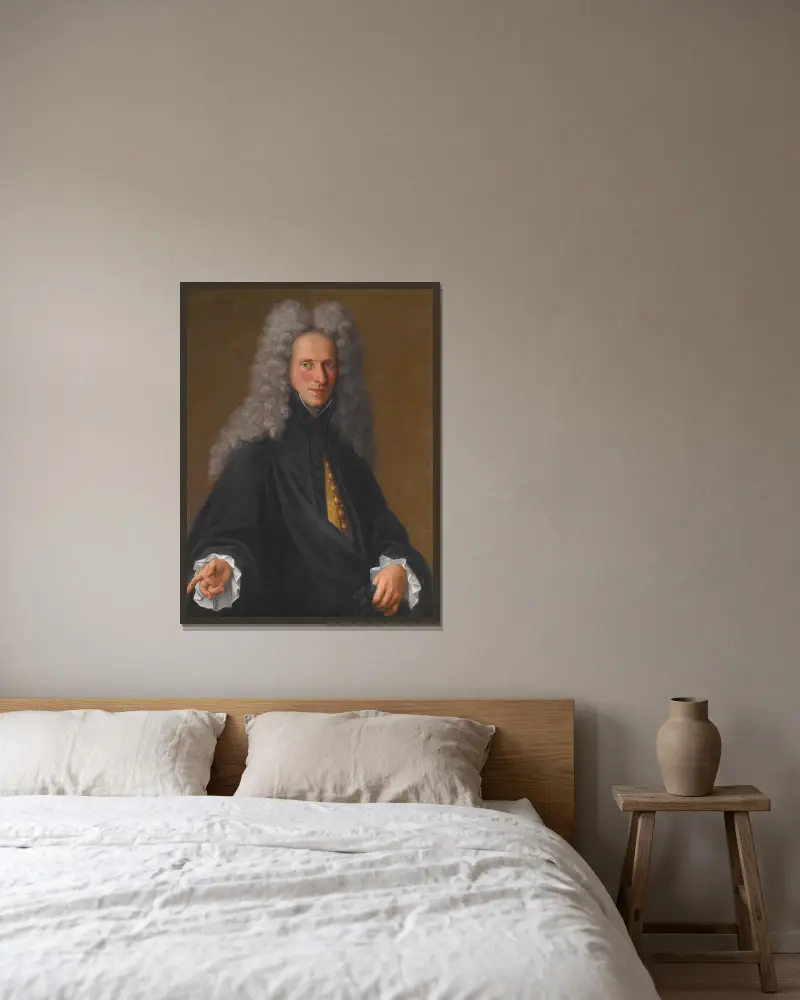 Portrait of an Unknown Nobleman av Pietro Longhi inramad på en vägg