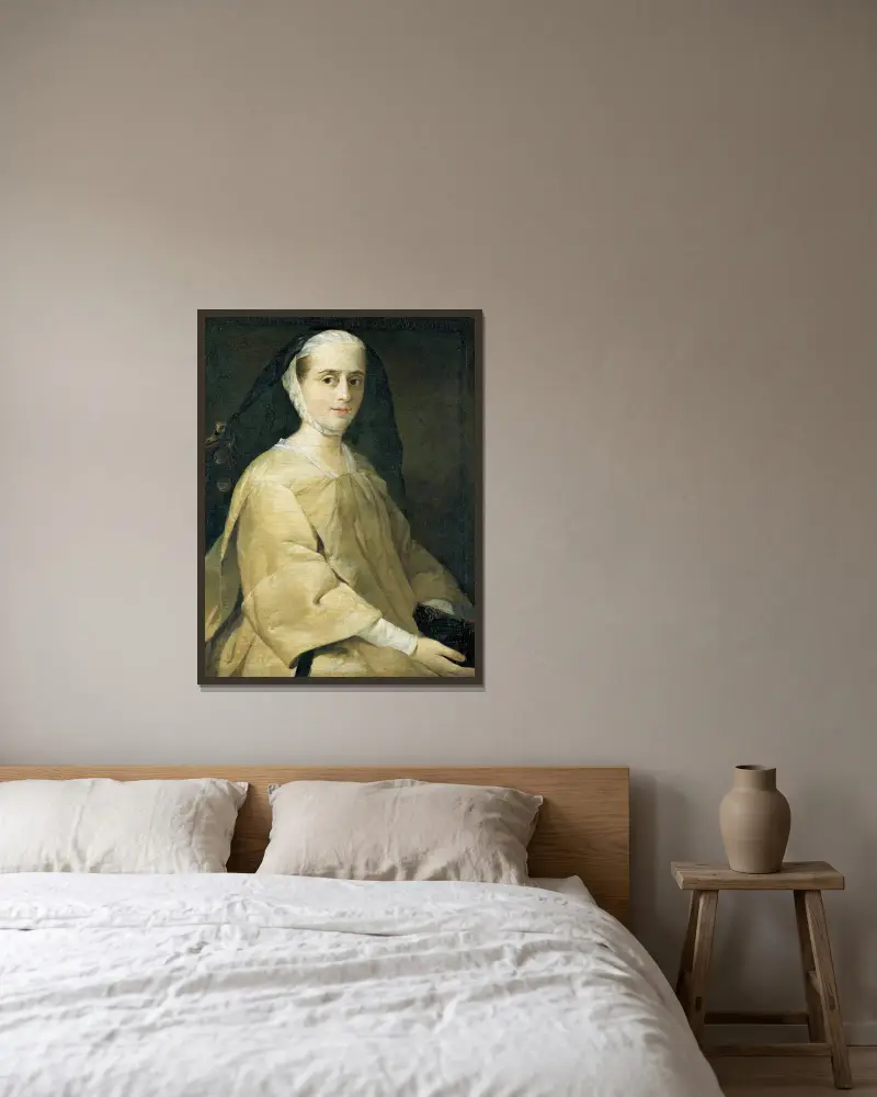 Porträtt av Marchesa Concina di Udine av Pietro Longhi inramad på en vägg