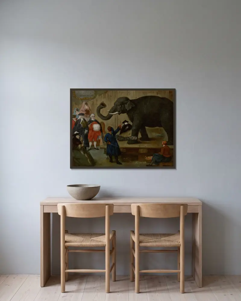 Pokaz słonia, Pietro Longhi w ramie na ścianie