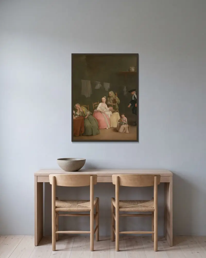 Czytanie listu, Pietro Longhi w ramie na ścianie