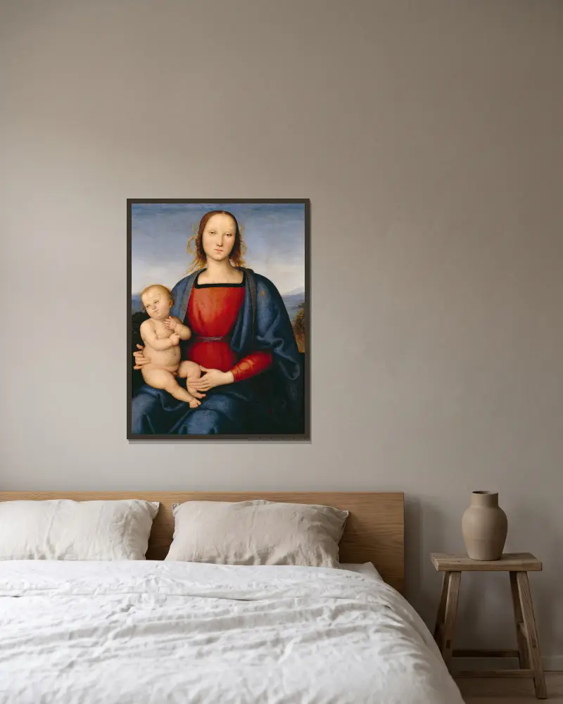Madonna and Child, 1500 – nr 1 av Pietro Perugino inramad på en vägg