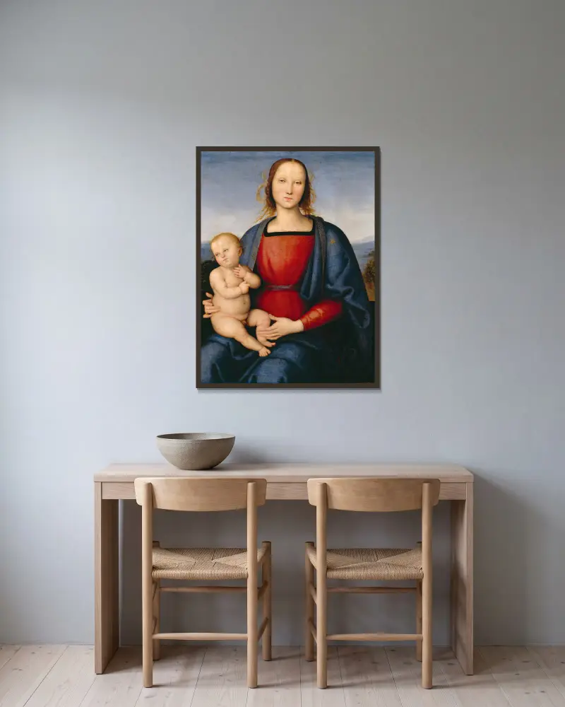 Madonna and Child, 1500 – nr 1 av Pietro Perugino inramad på en vägg