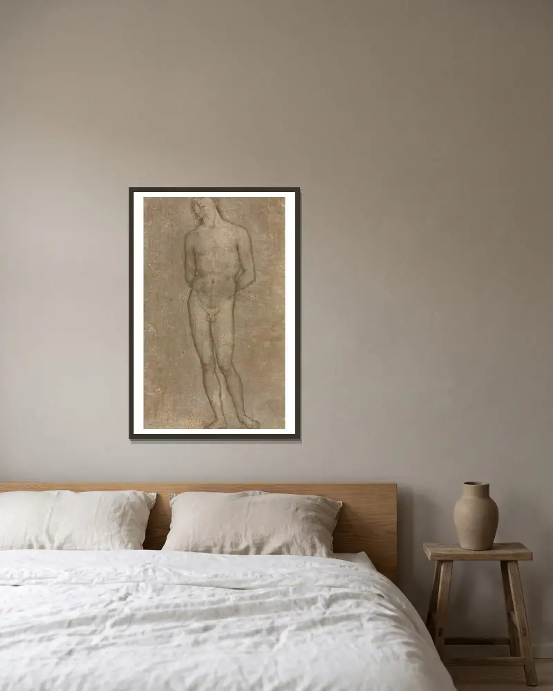 Saint Sebastian av Pietro Perugino inramad på en vägg