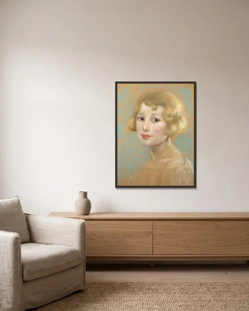 Světlovlasá dívka, Alice Pike Barney v rámu na stěně