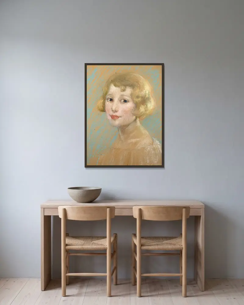 Světlovlasá dívka, Alice Pike Barney v rámu na stěně