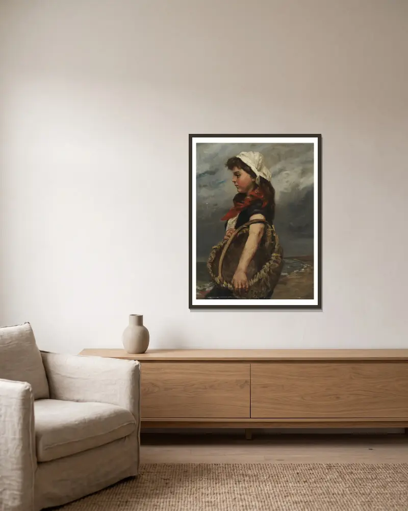 Mädchen mit Korb von Alice Pike Barney gerahmt an einer Wand