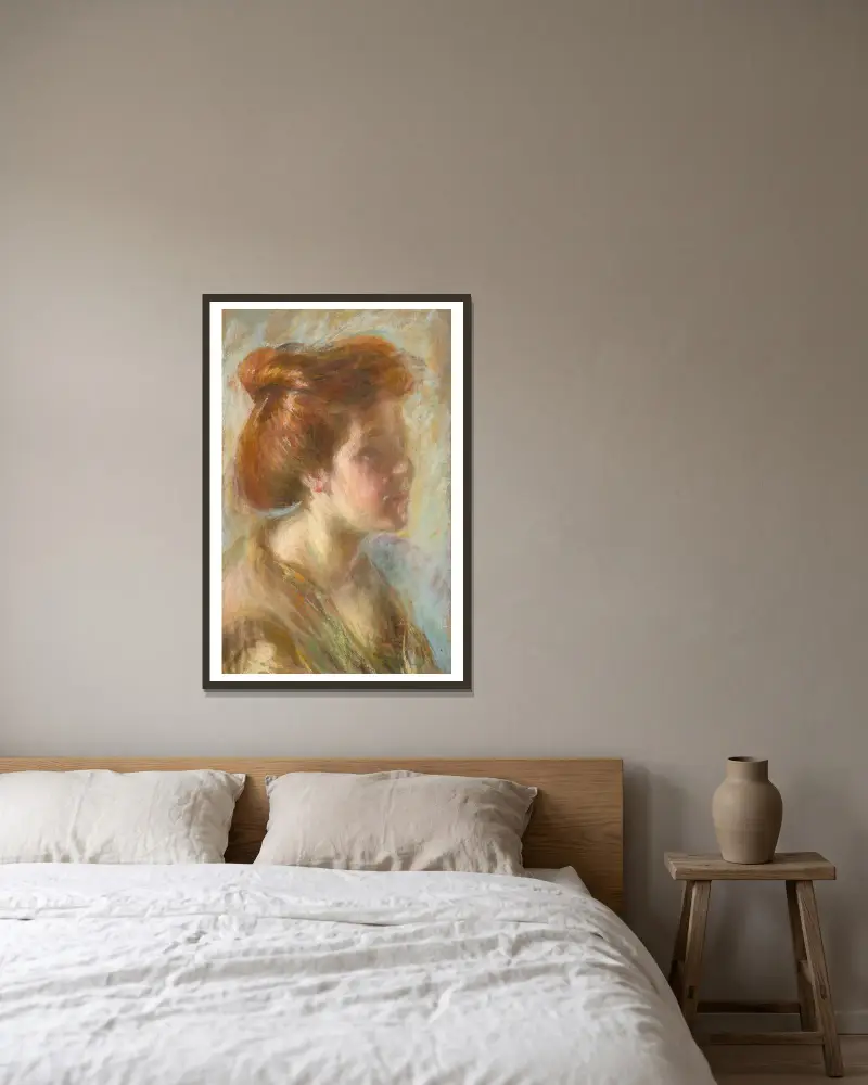 Girl with Titian Hair av Alice Pike Barney inramad på en vägg