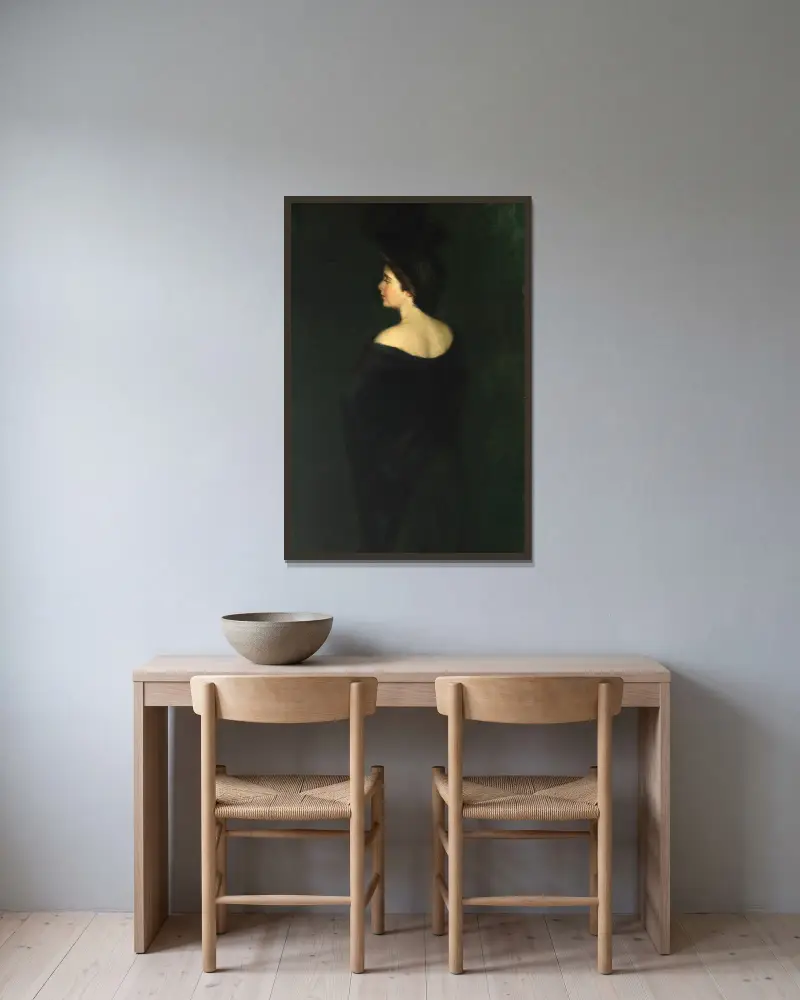 Laura in Blacks av Alice Pike Barney inramad på en vägg