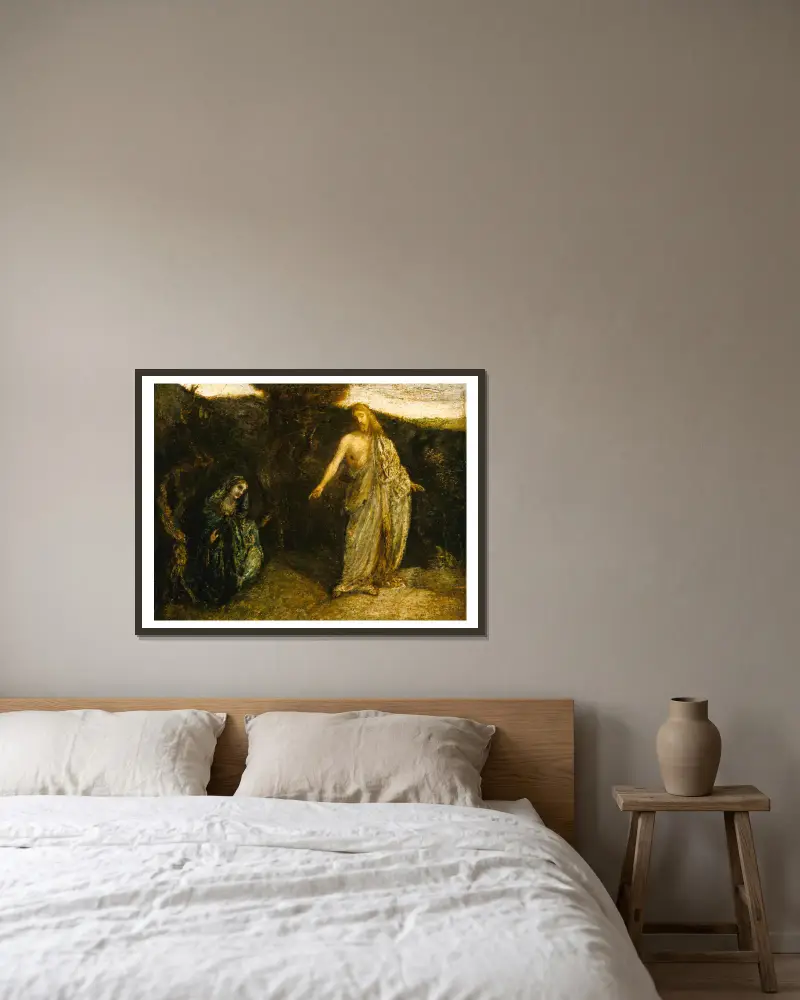 Christus erscheint Maria von Albert Pinkham Ryder gerahmt an einer Wand