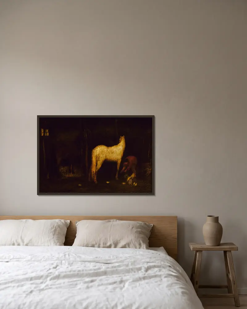 W stajni, Albert Pinkham Ryder w ramie na ścianie