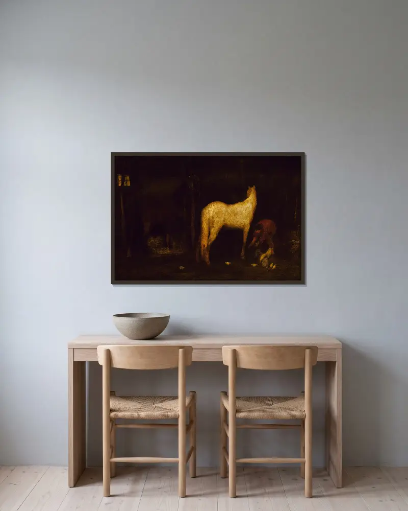 W stajni, Albert Pinkham Ryder w ramie na ścianie
