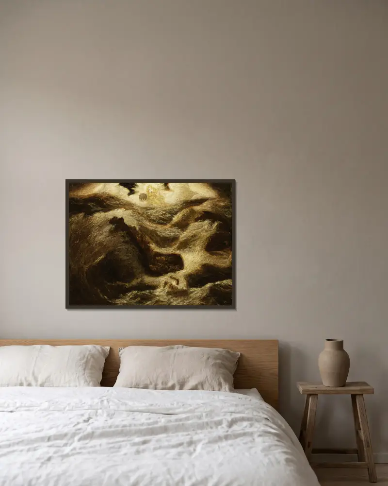 Jonah av Albert Pinkham Ryder inramad på en vägg