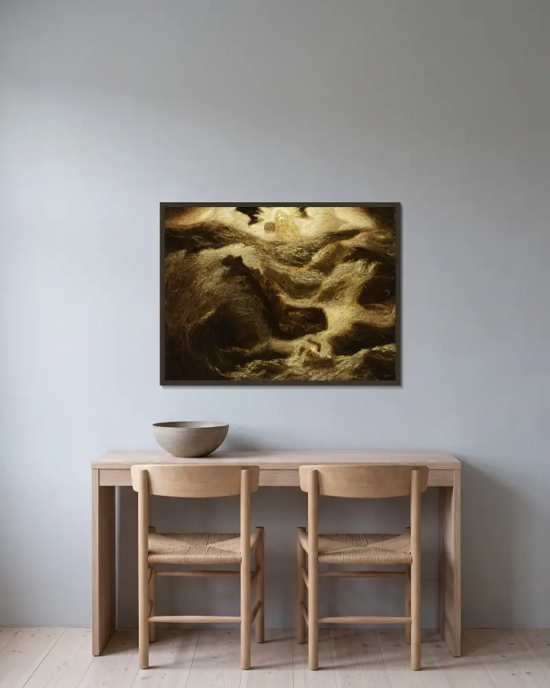 Jonah av Albert Pinkham Ryder inramad på en vägg